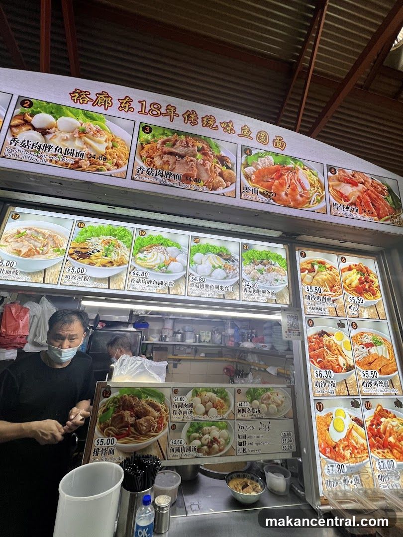 Food stall interior with menu boards