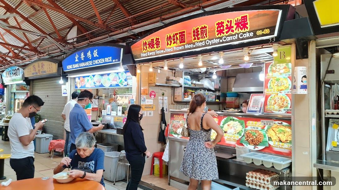 Food court interior with multiple stalls
