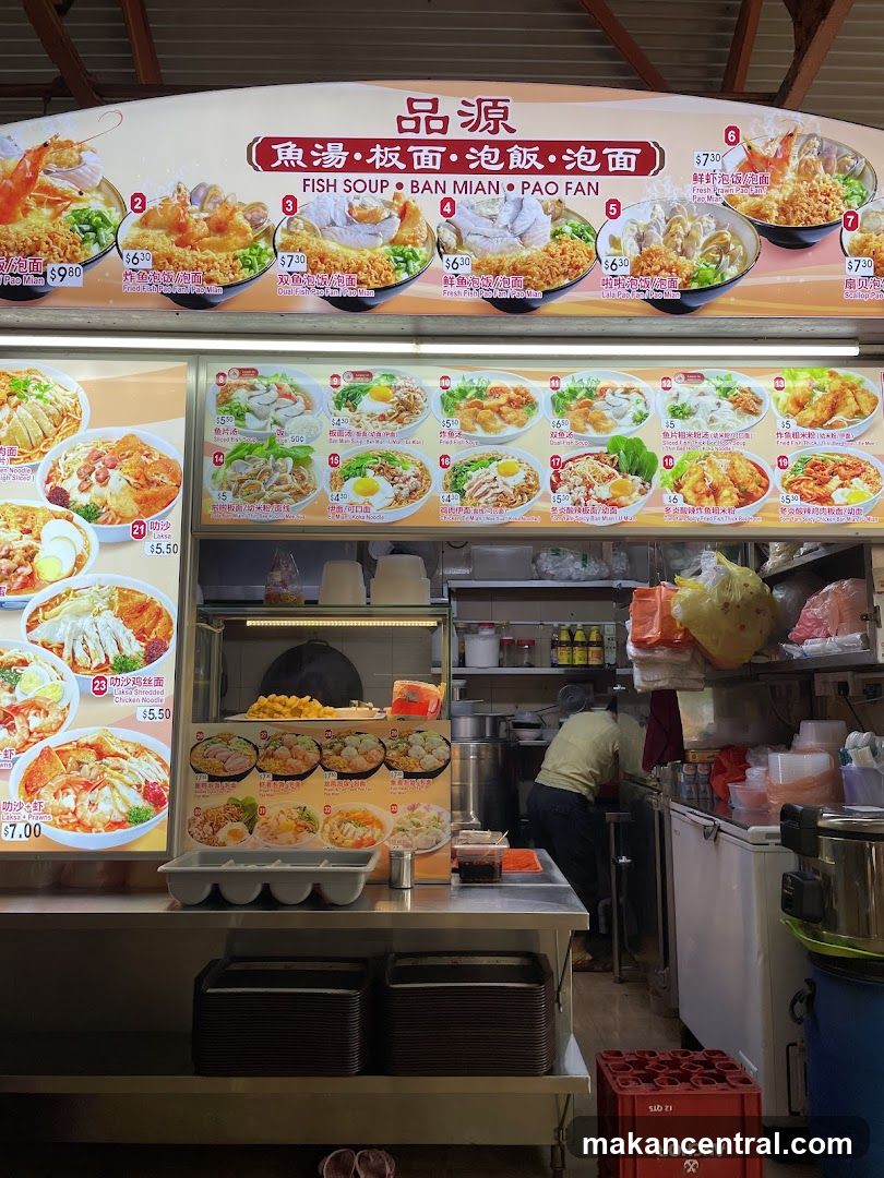 Food stall interior with menu board