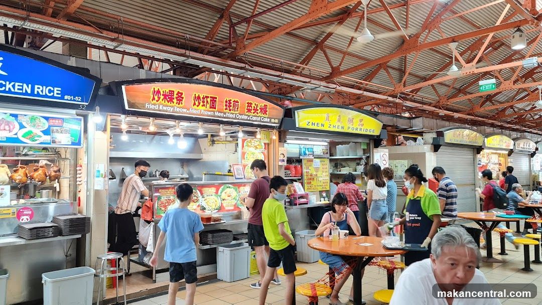 Food court interior with multiple stalls