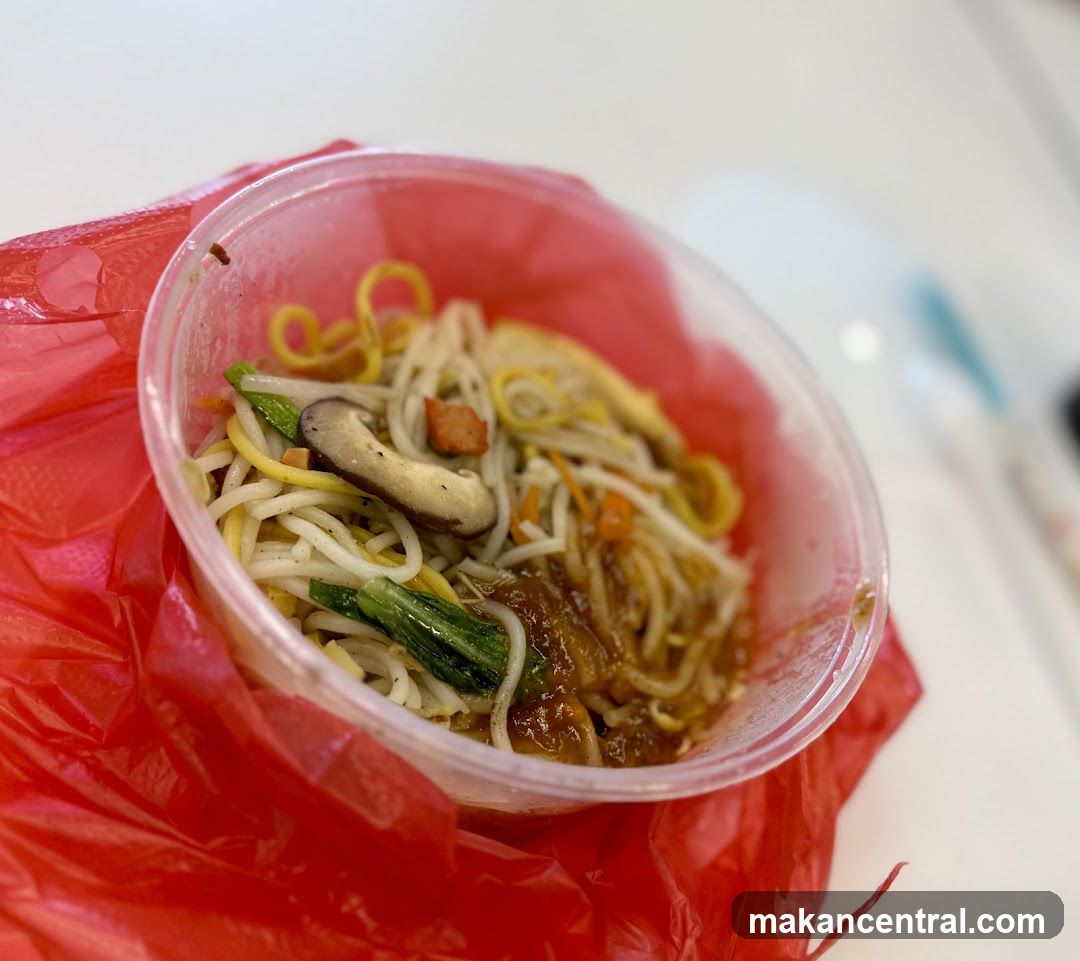 Noodles in plastic container