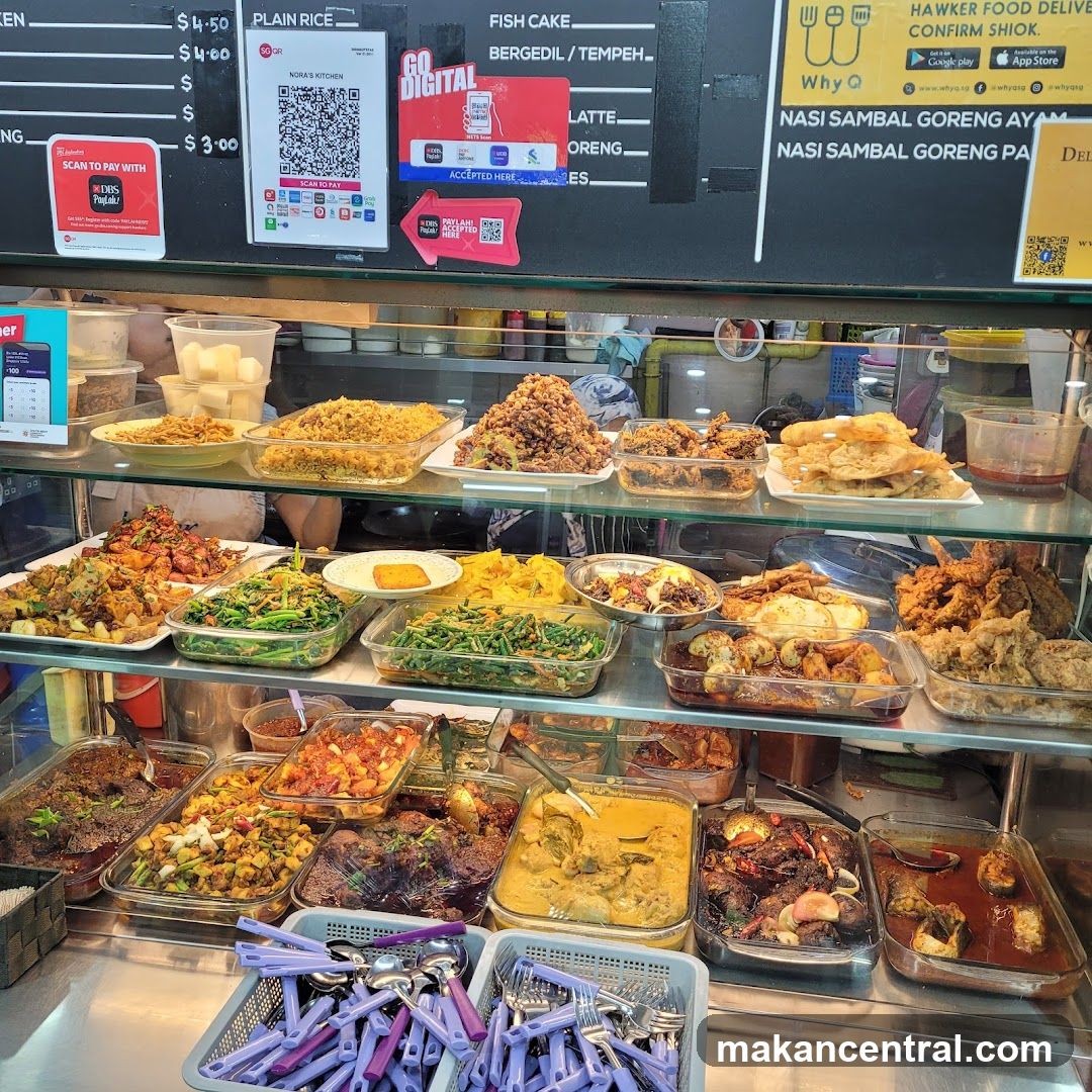 Food stall display with digital payment options