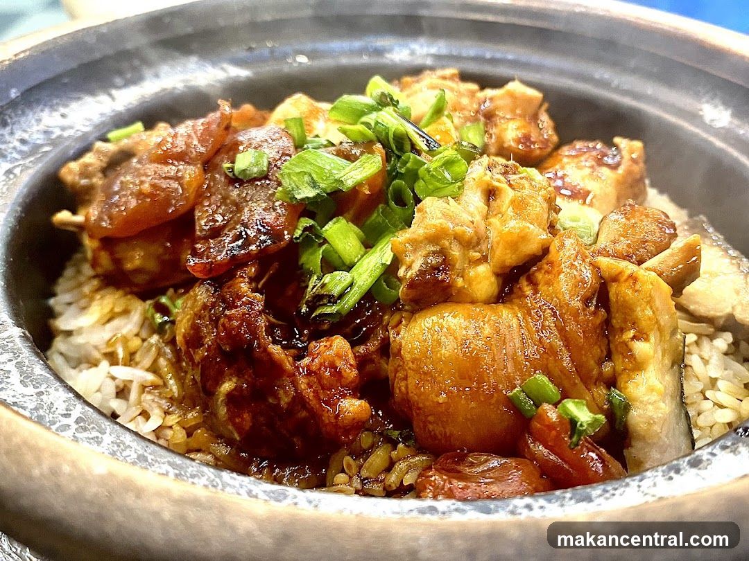 Close-up of a clay pot rice dish