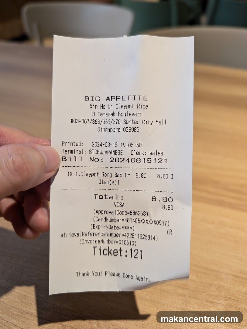 Receipt from Big Appetite
