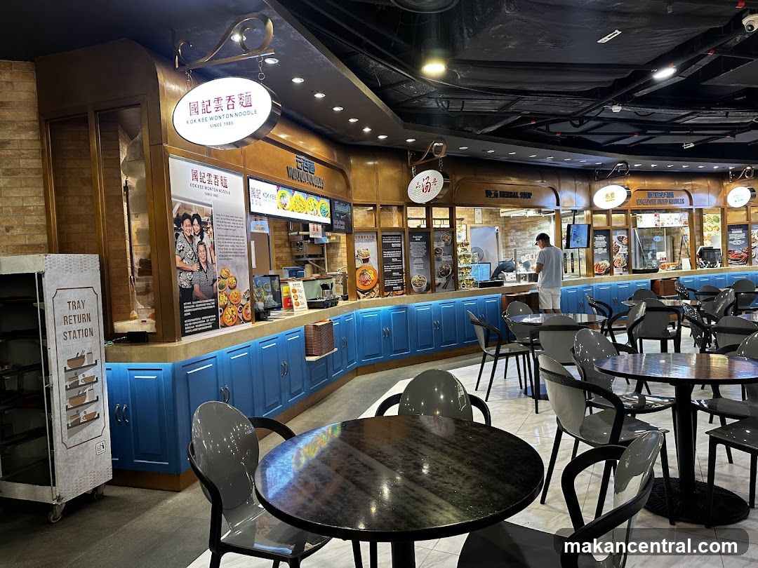 Interior of food court with noodle shop
