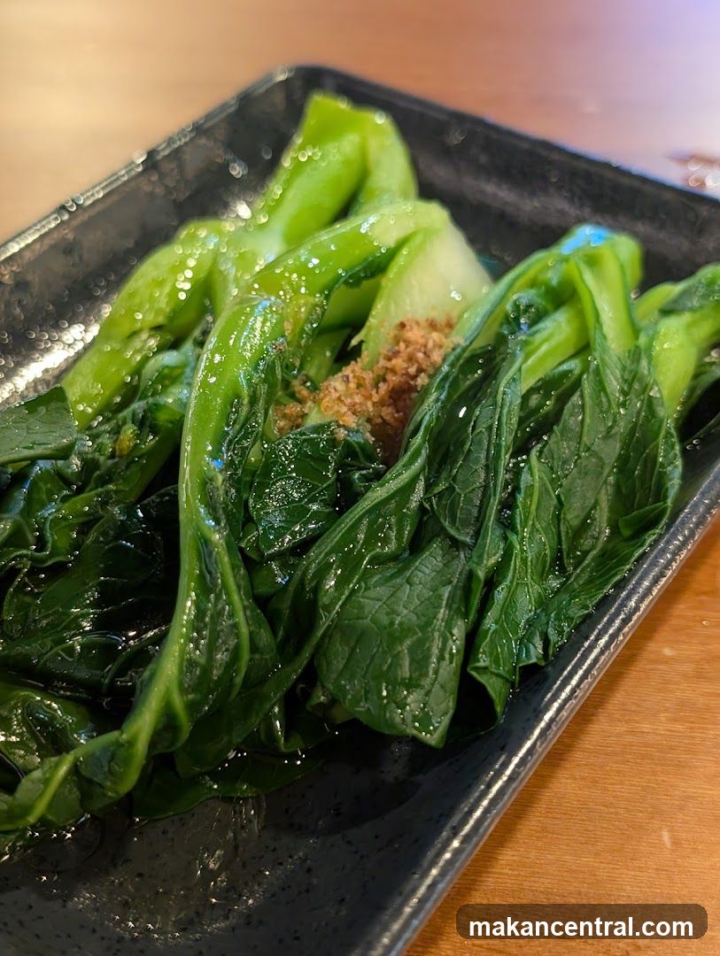 Cooked greens with garnish