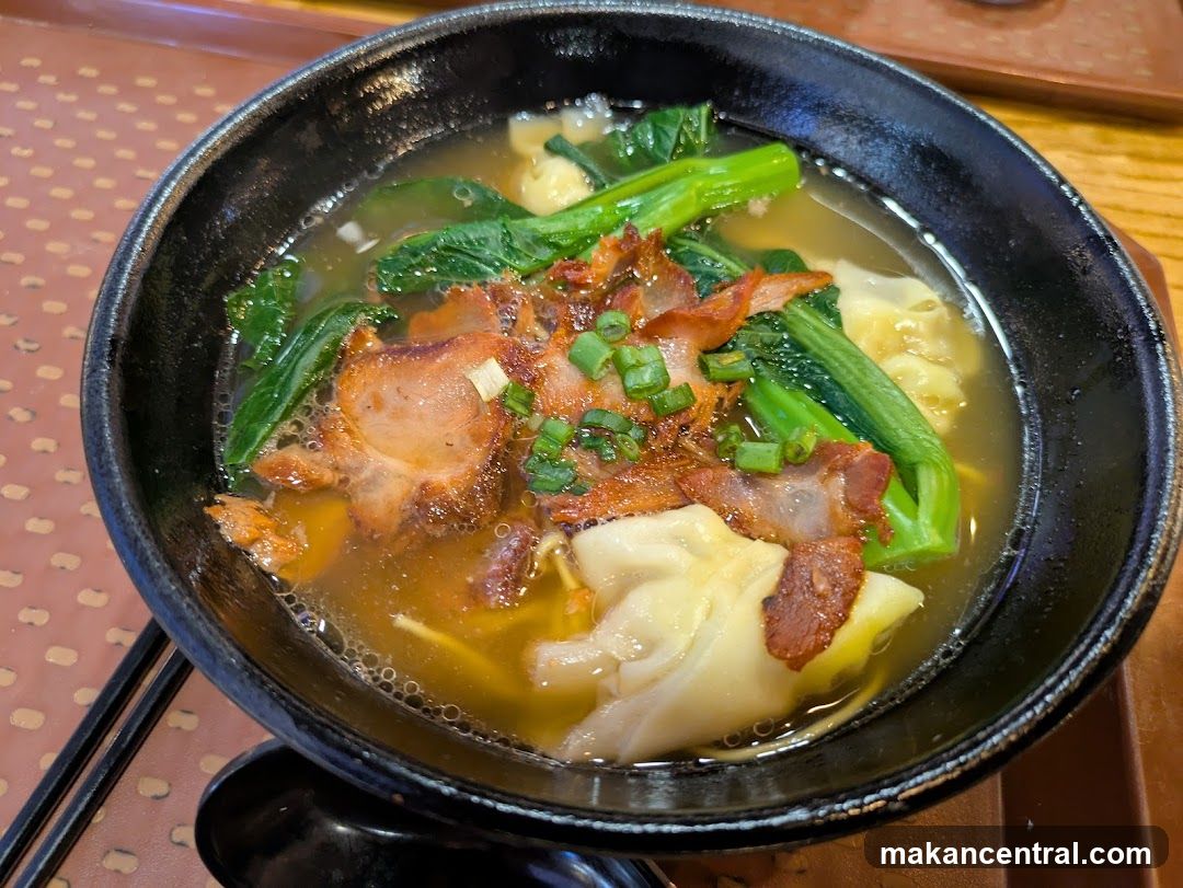 Wonton Soup in Black Bowl