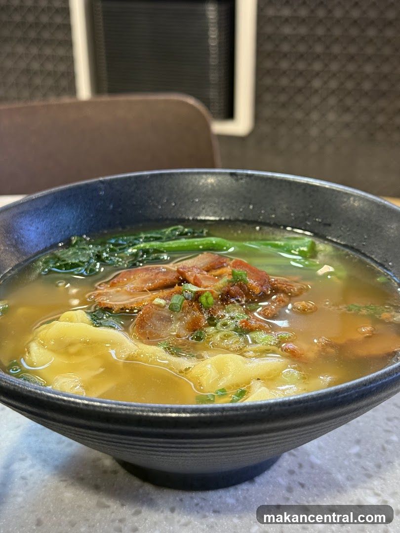 Wonton Soup in Black Bowl