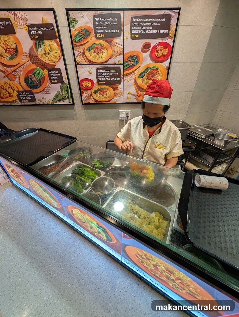 Staff preparing food at counter