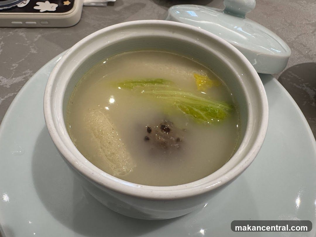 Soup in ceramic bowl