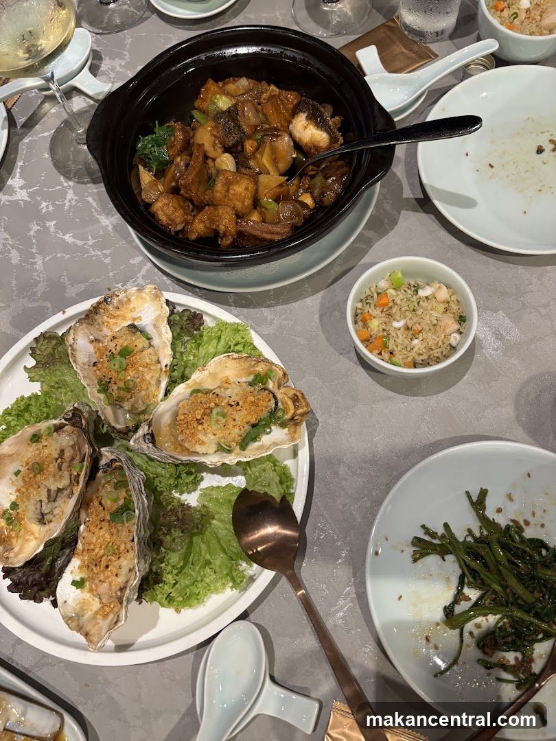 Dining Table with Seafood and Chinese Cuisine