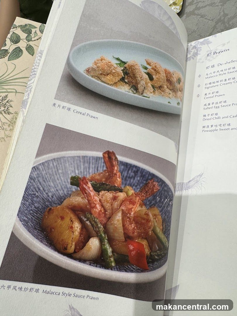 Menu Page Featuring Prawn Dishes