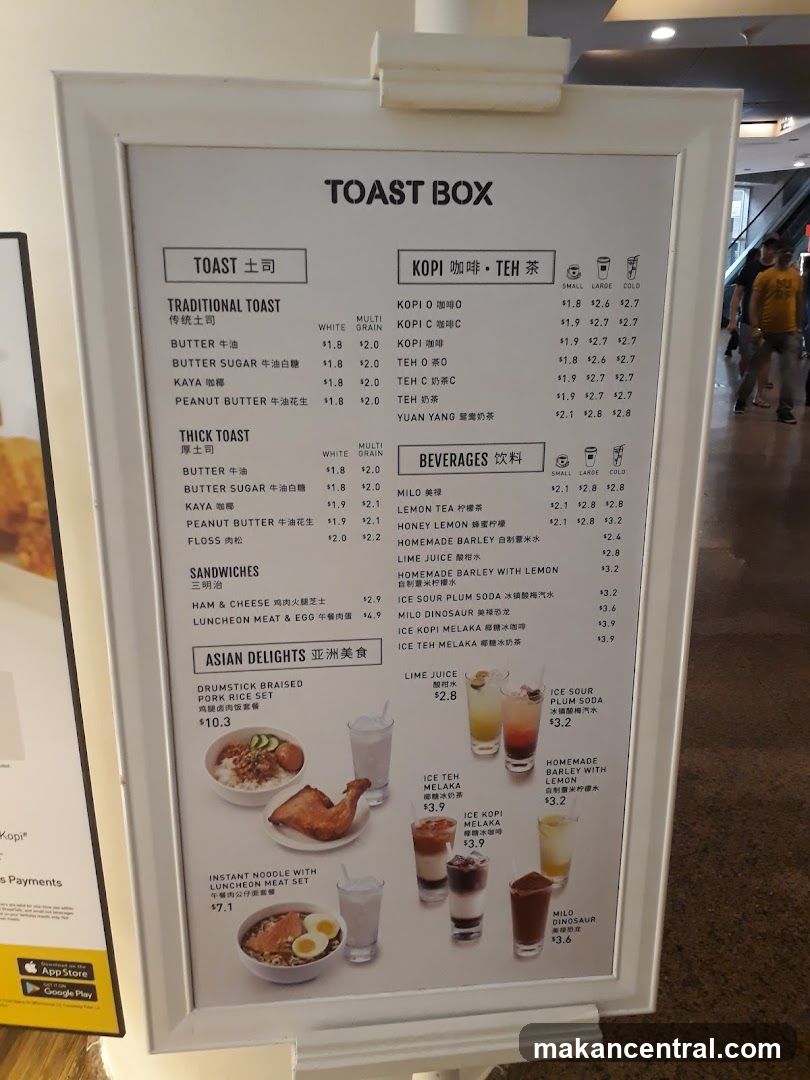 Toast Box Menu