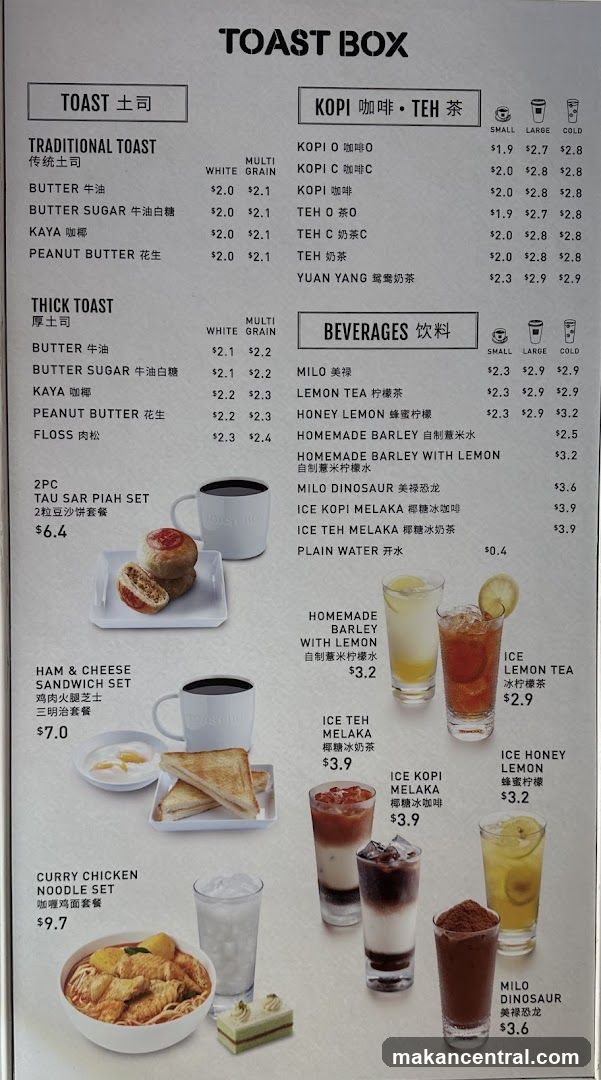 Toast Box Menu