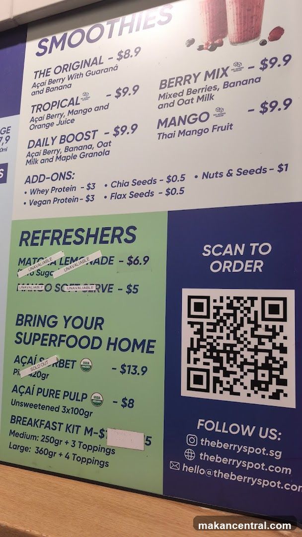 Smoothie and Refresher Menu