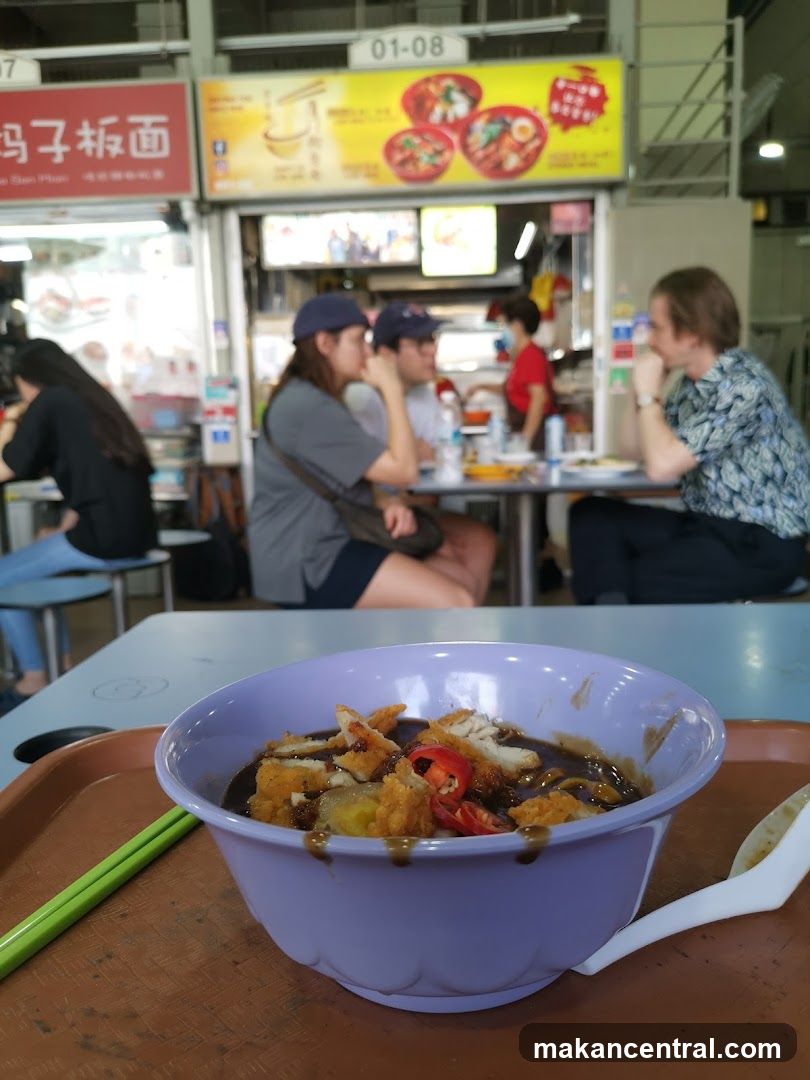 Food stall interior with diners