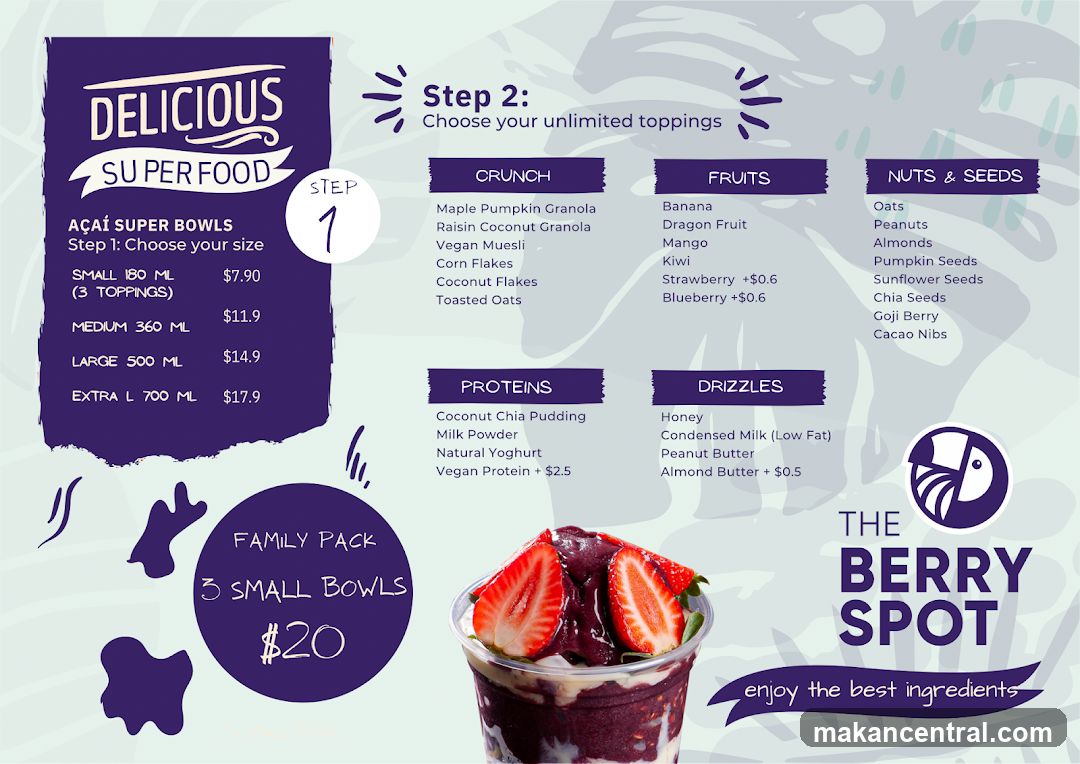The Berry Spot Açaí Super Bowls Menu