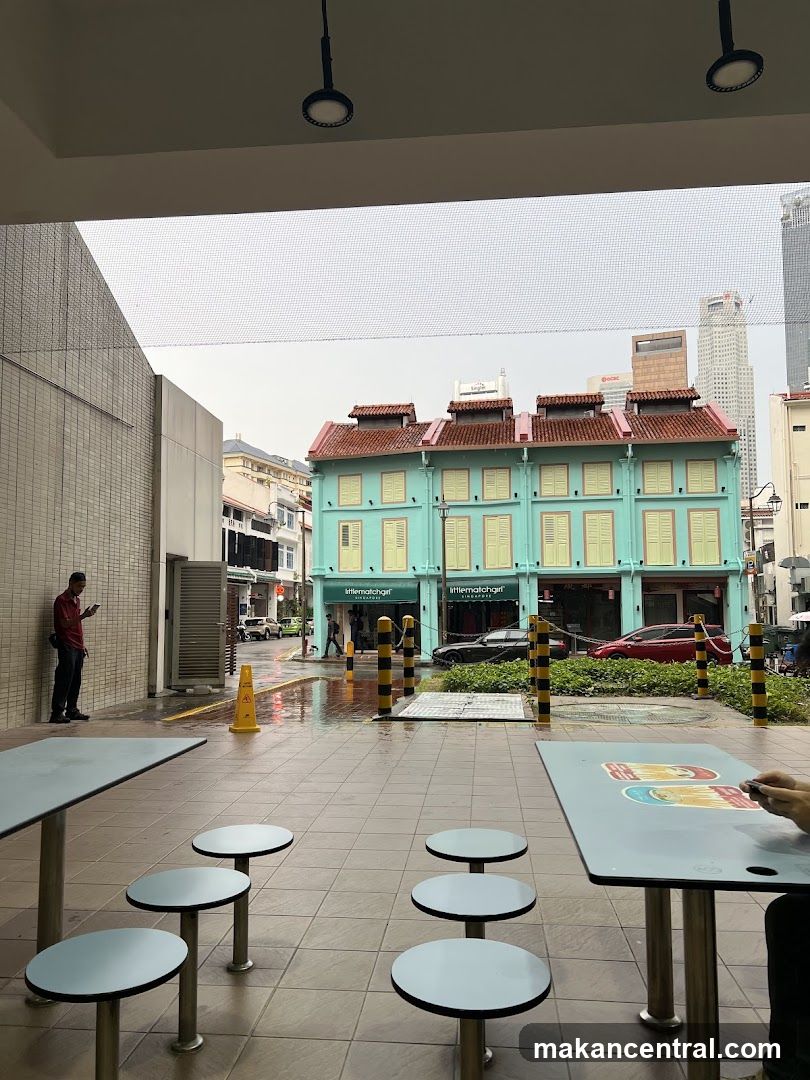 Outdoor seating area overlooking street