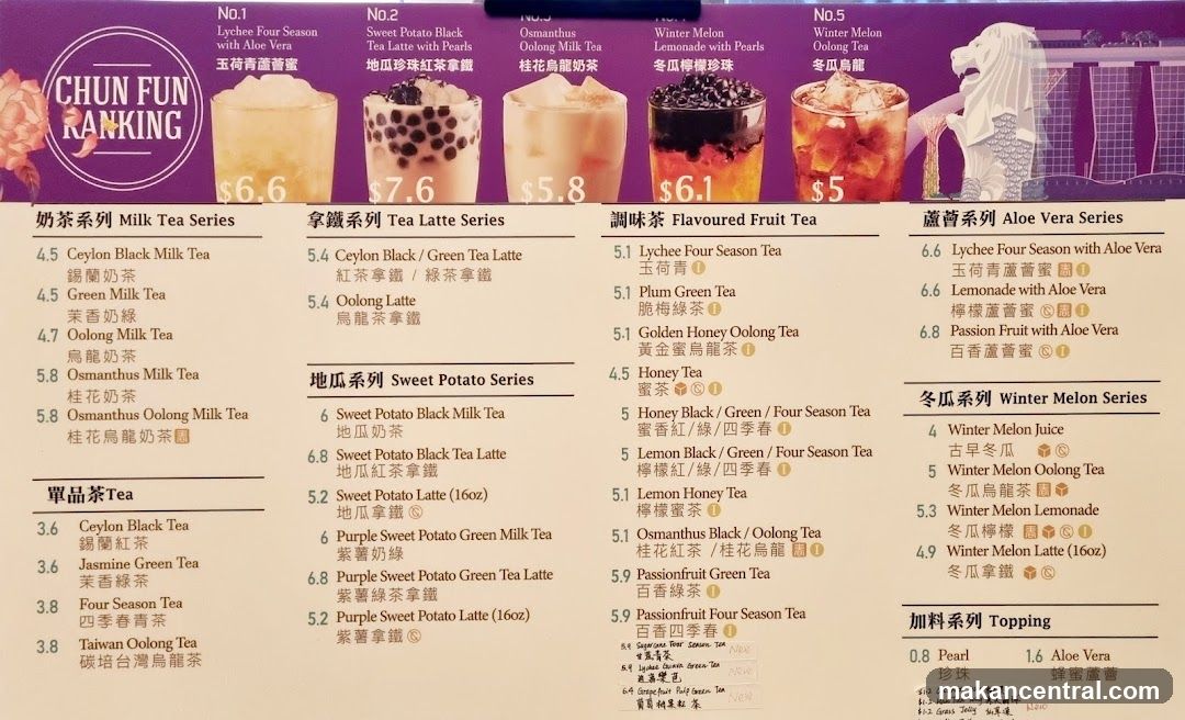 Chun Fun Ranking Menu