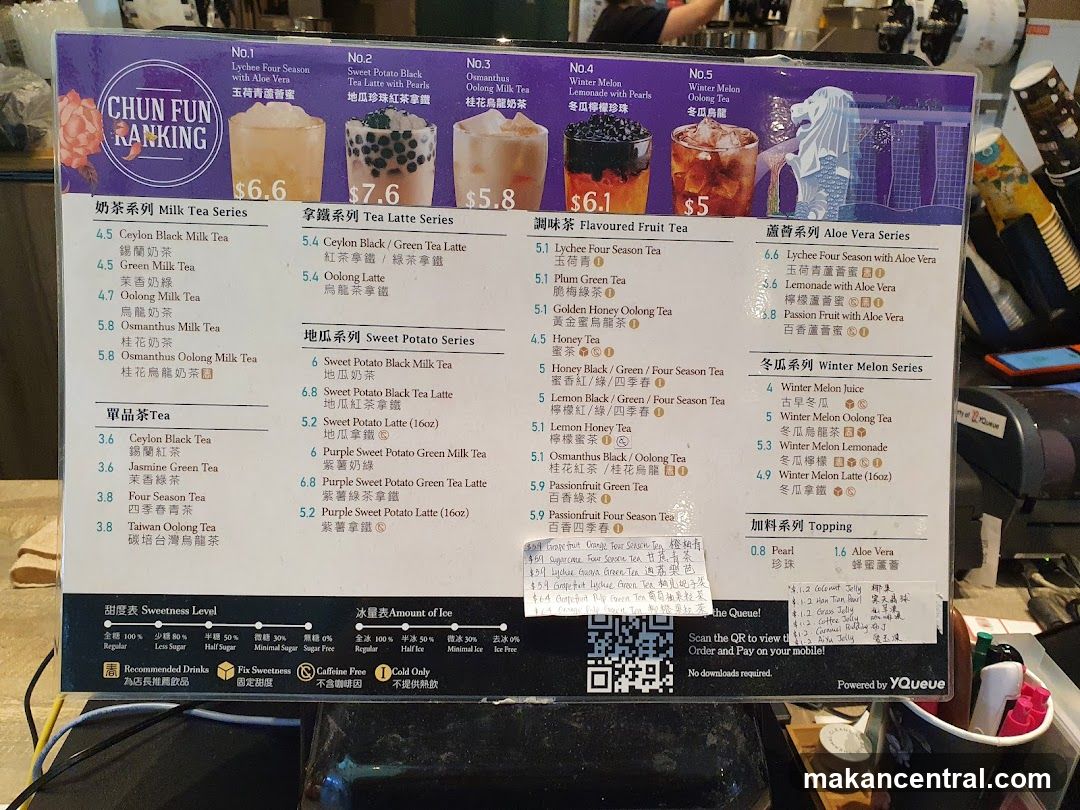 Chun Fun Ranking Menu Board