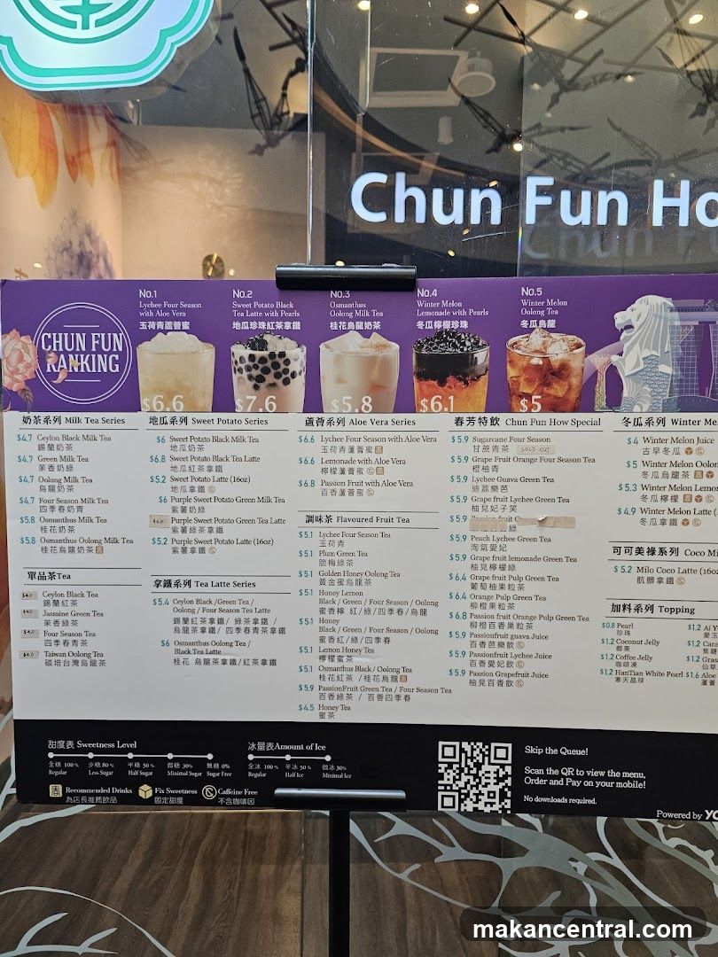 Chun Fun Ho Menu Board
