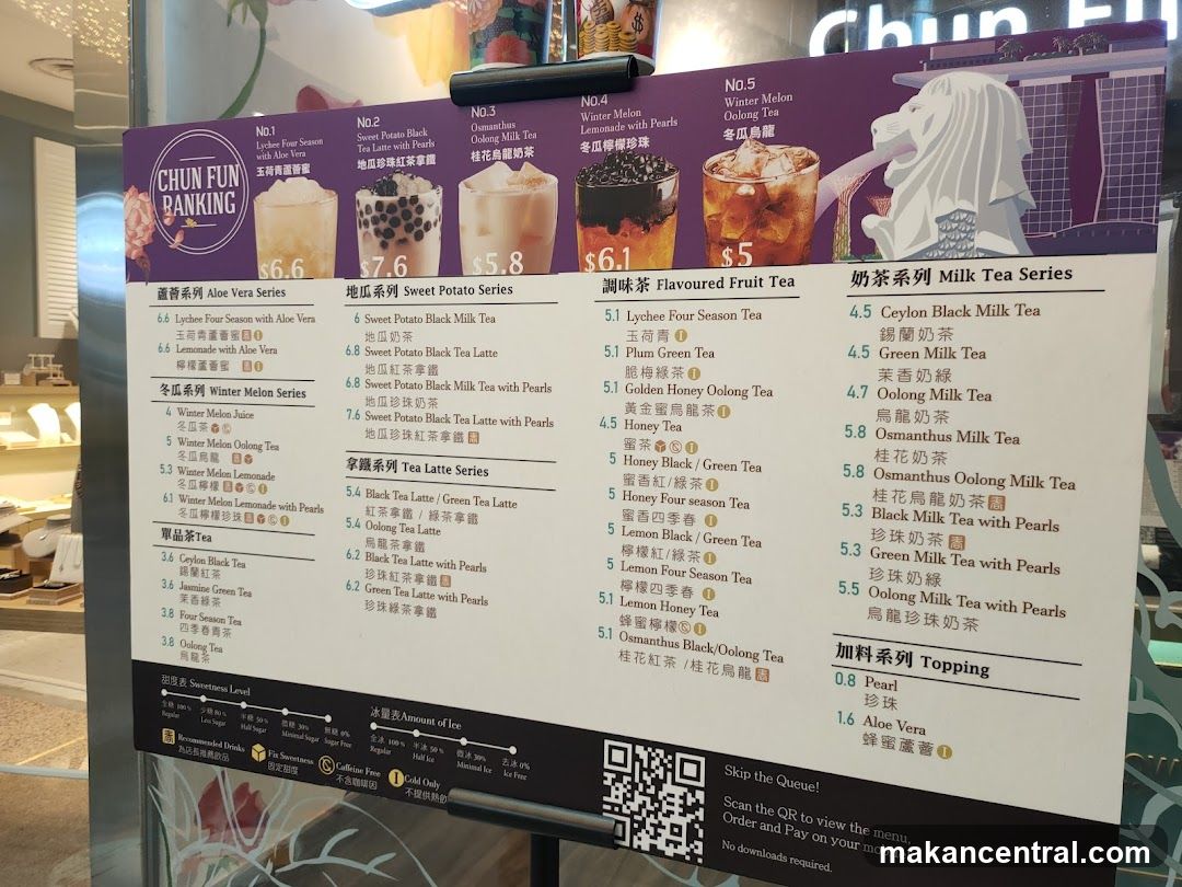 Chun Fun Ranking Menu Board