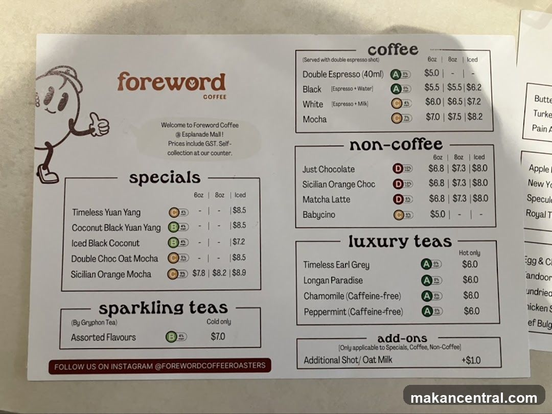 Foreword Coffee Menu