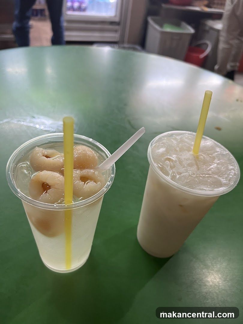 Two beverages on a green table
