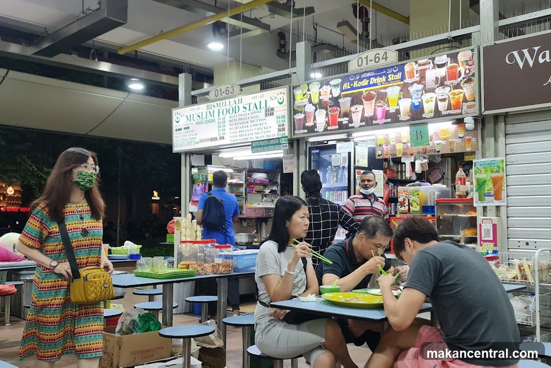 Food court stall area at night