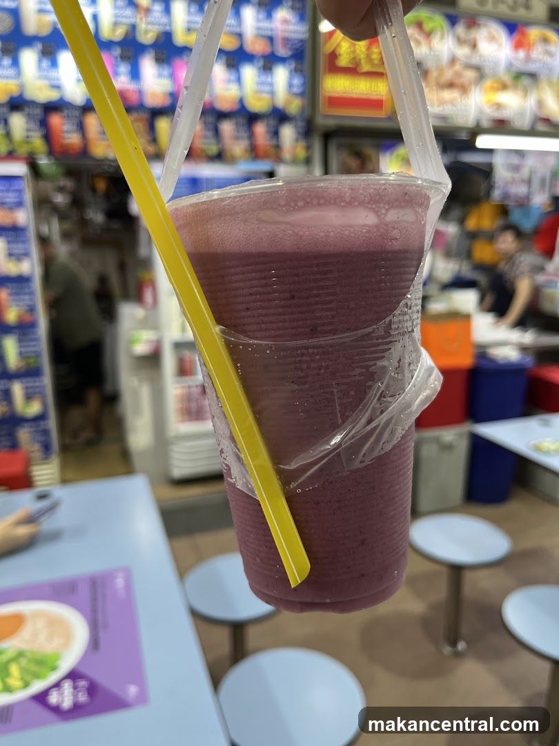 Purple beverage in food court