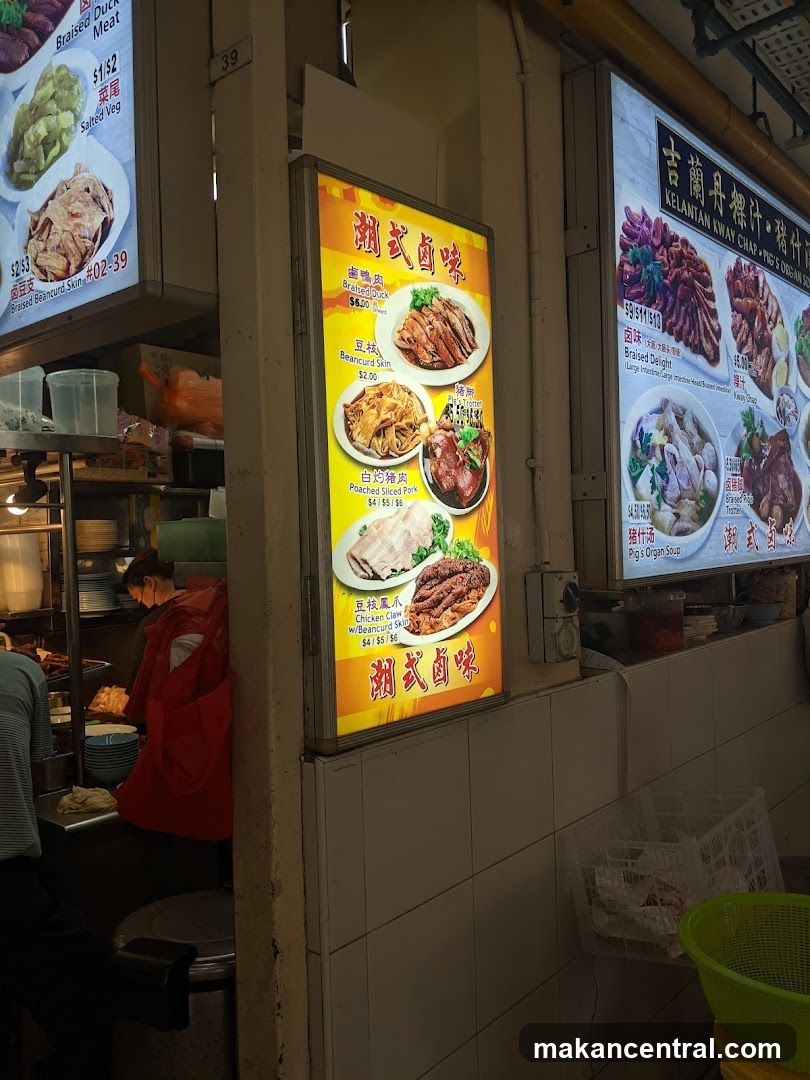 Food stall interior with illuminated menus