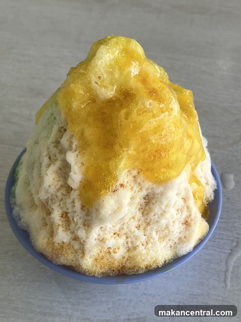 Served shaved ice dessert