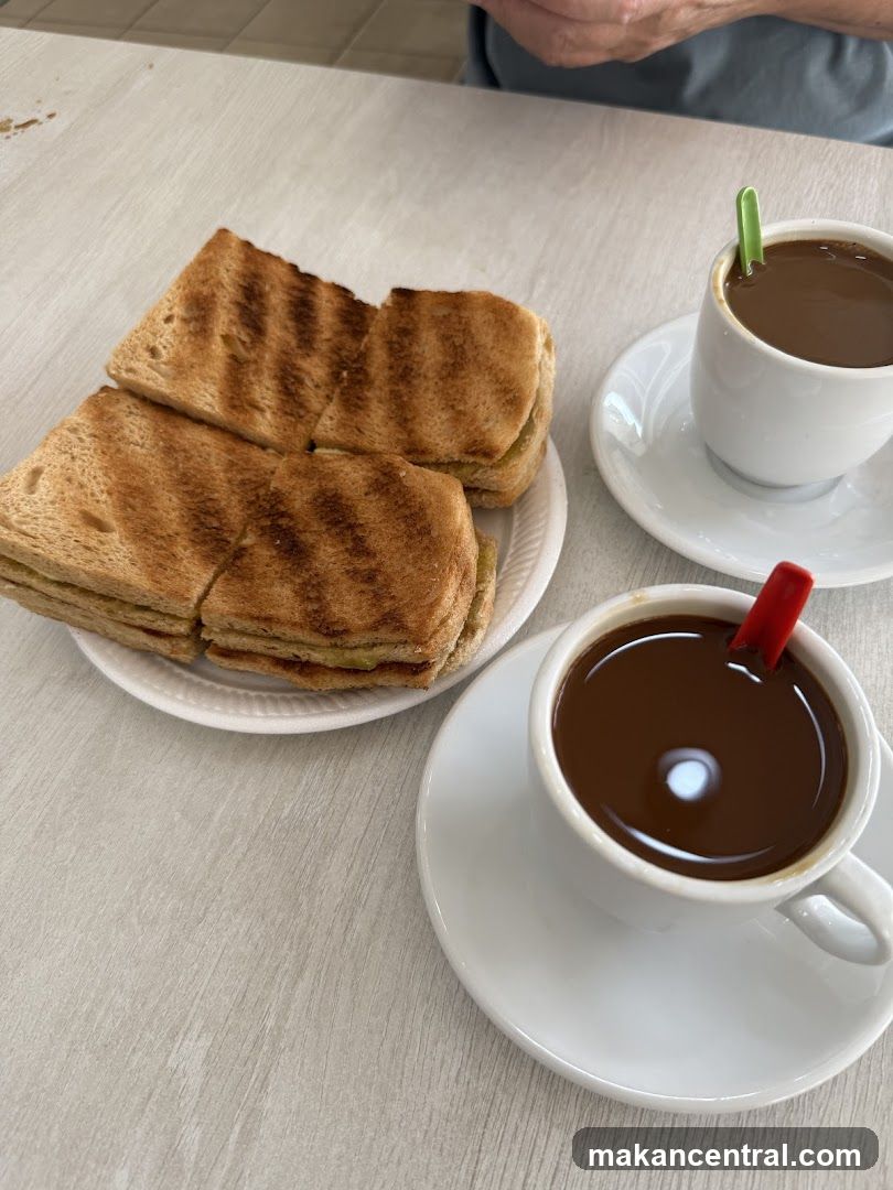 Tabletop with toast and coffee