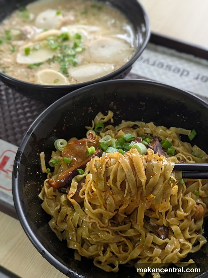 Food served in black bowls