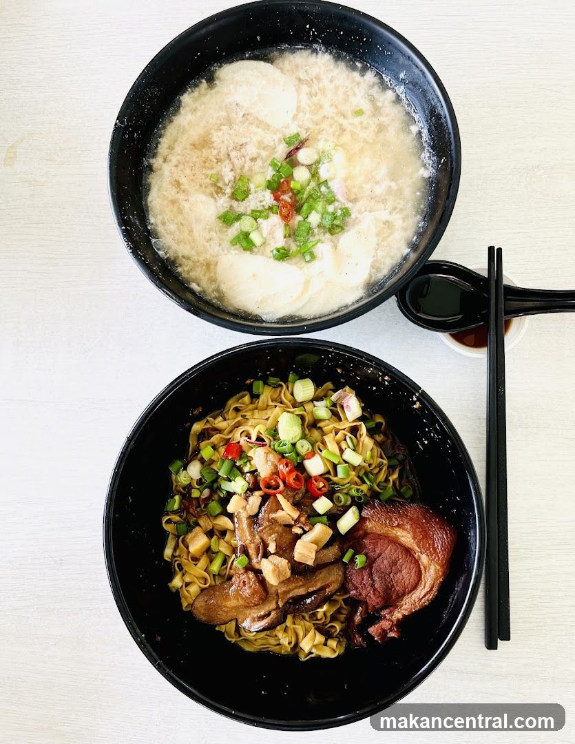 Food served in black bowls