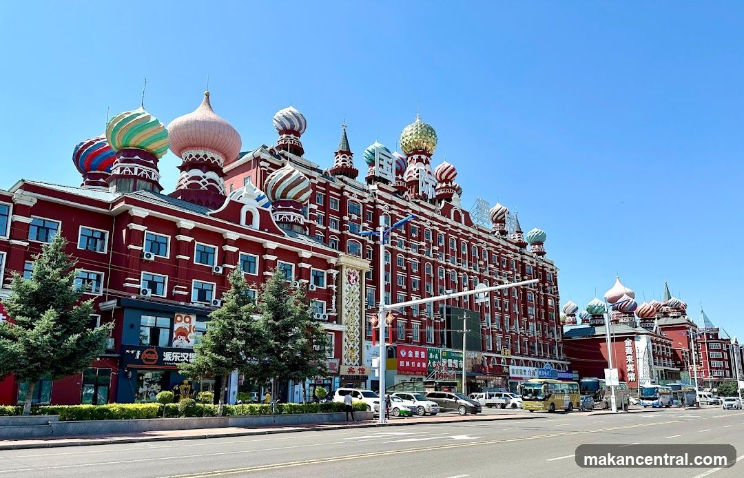 Red building with onion domes