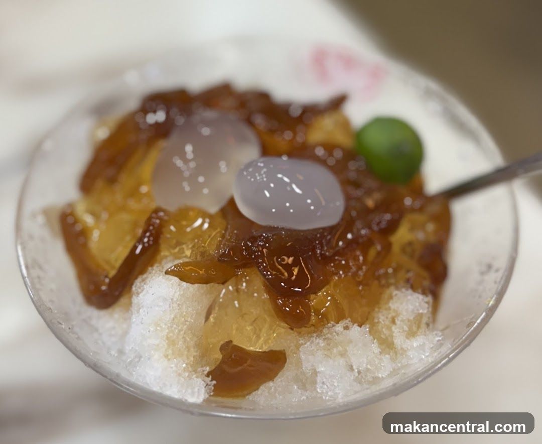 Ice dessert in glass bowl