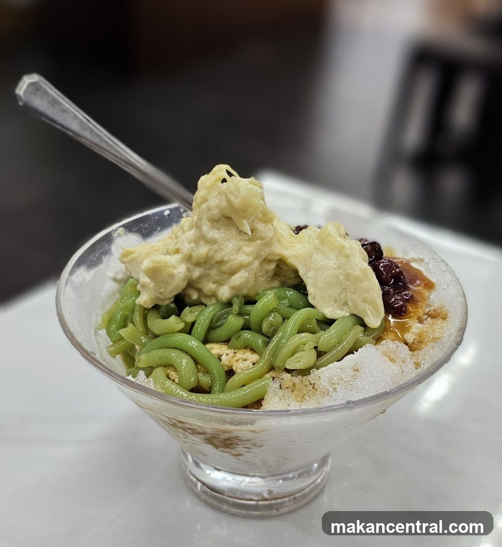 Ice cream dessert in glass bowl