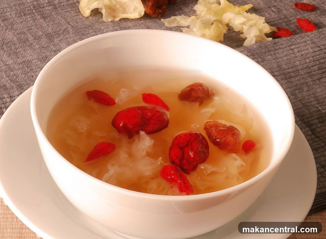 Bowl of Soup with Goji Berries and Tapioca