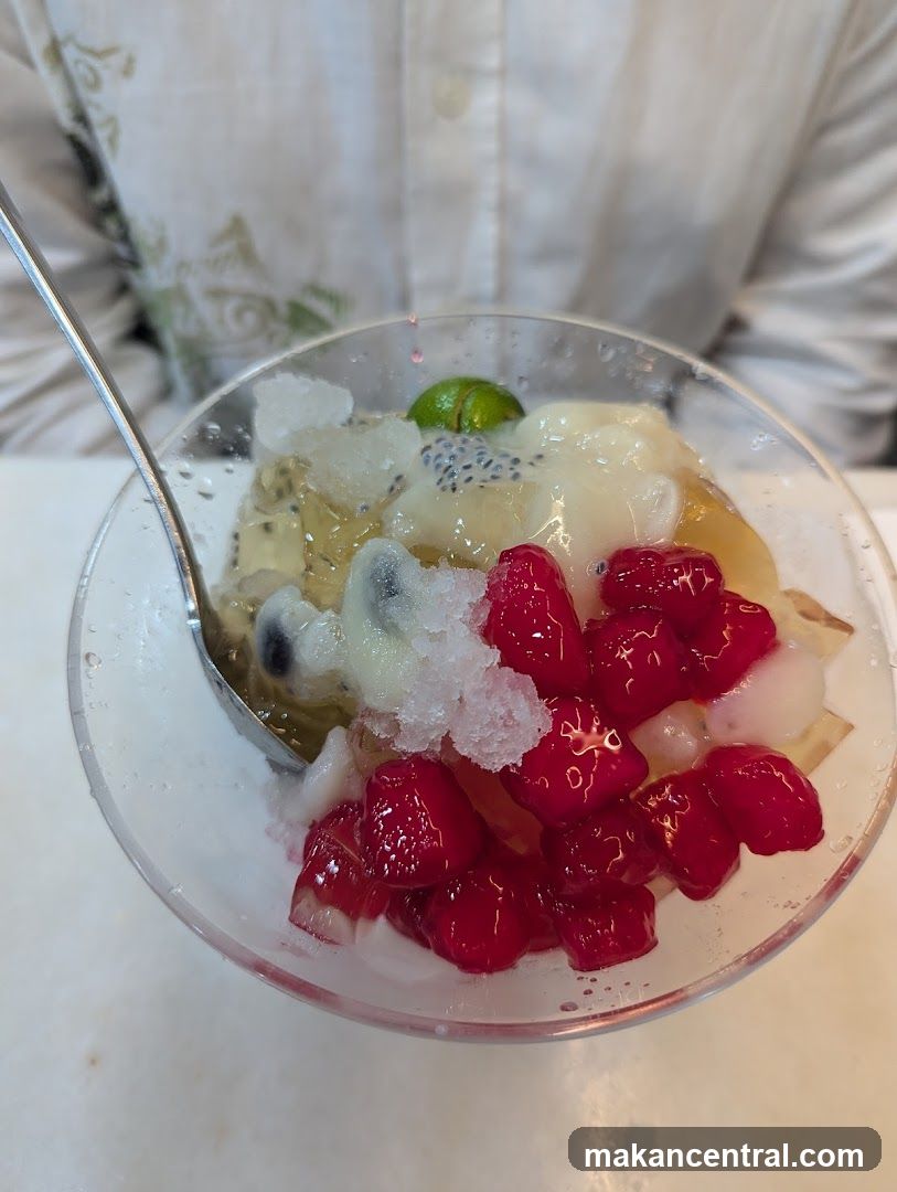 Ice dessert in glass bowl