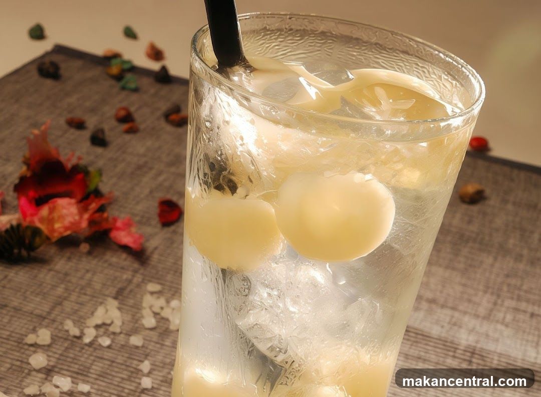 Cold beverage with ice and garnish
