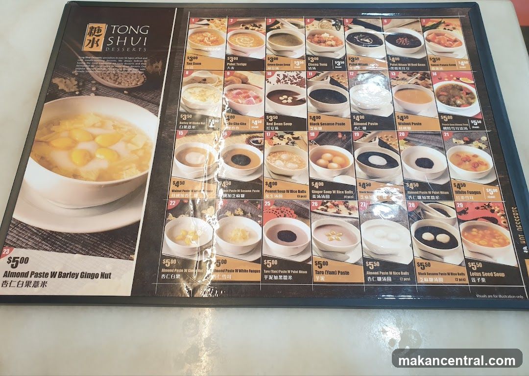 Tong Shui Desserts Menu