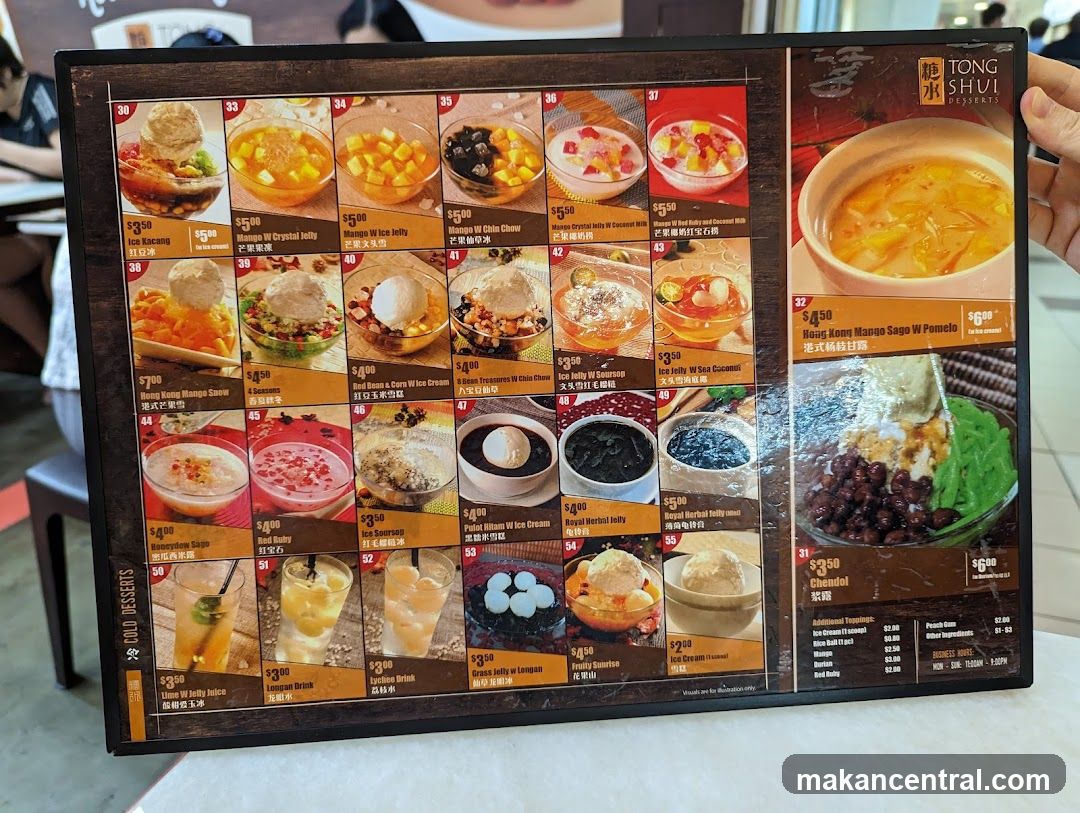 Tong Shui Desserts Menu