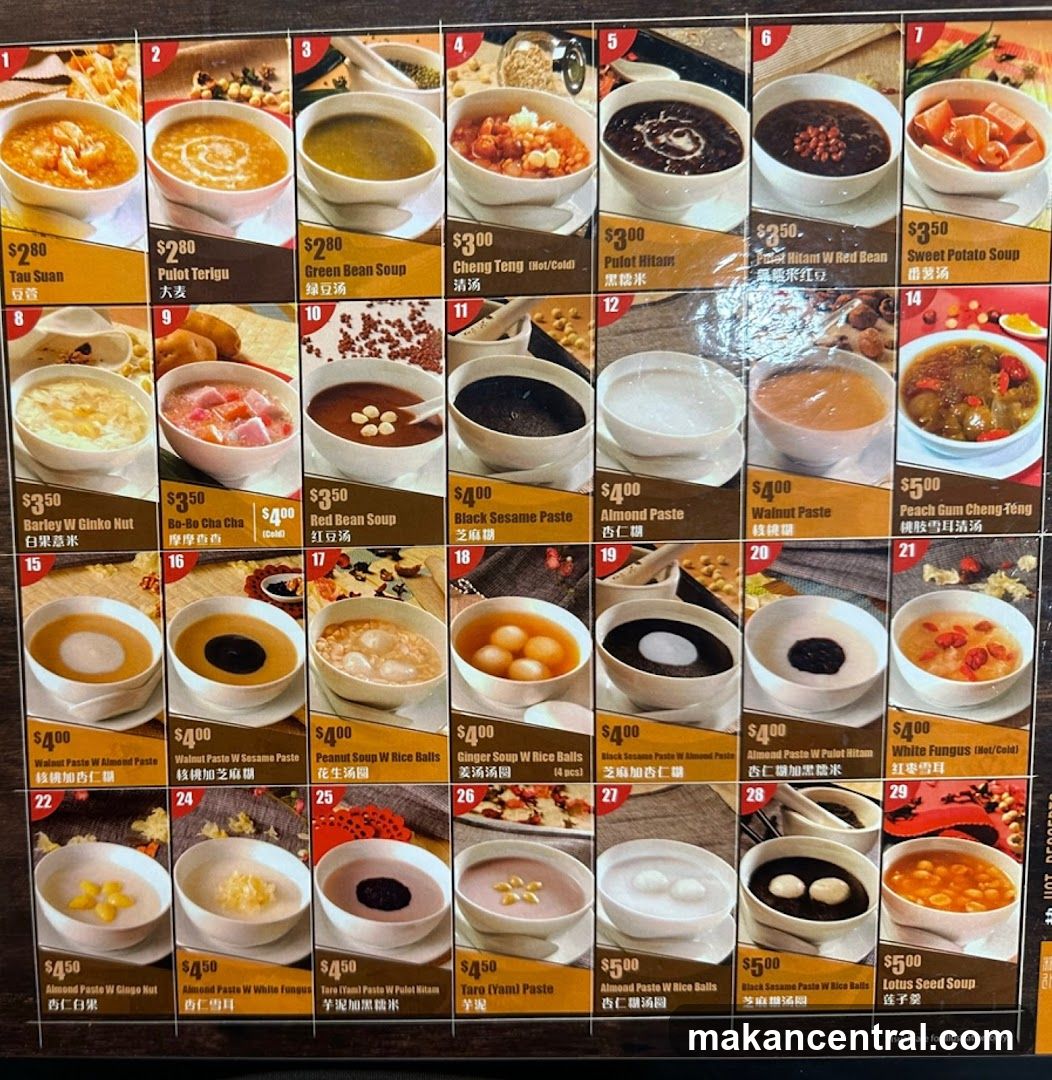 Soups and Desserts Menu