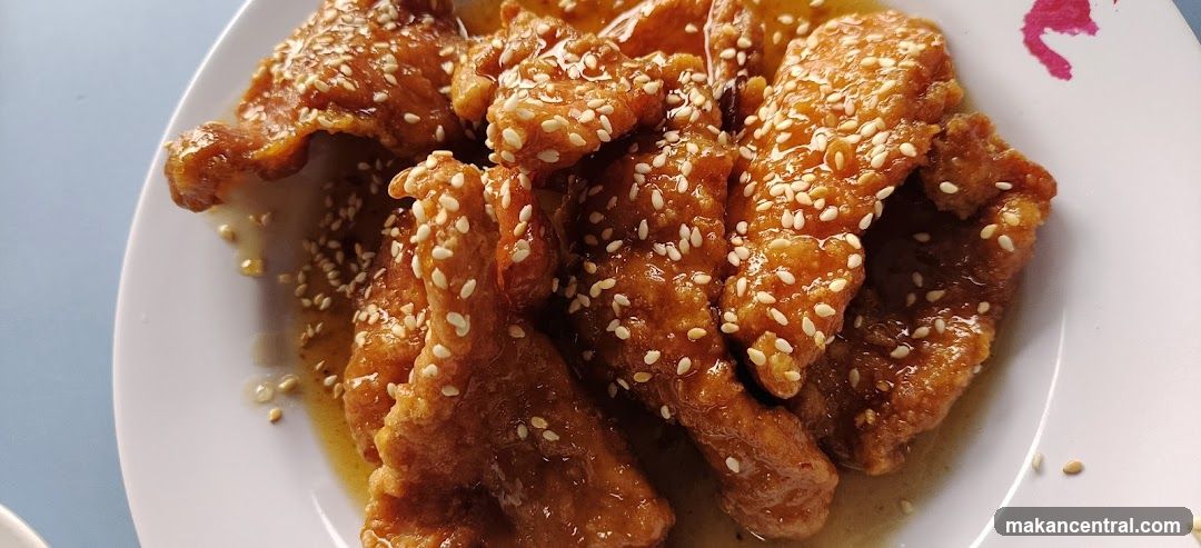 Sesame-glazed meat dish