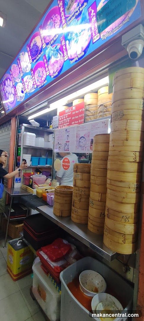 Food stall interior with bamboo steamers