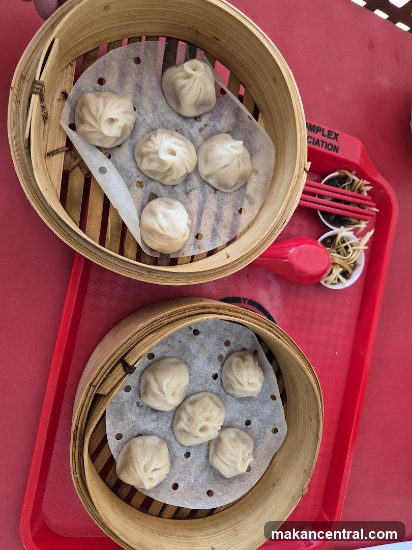Dumplings on red tray
