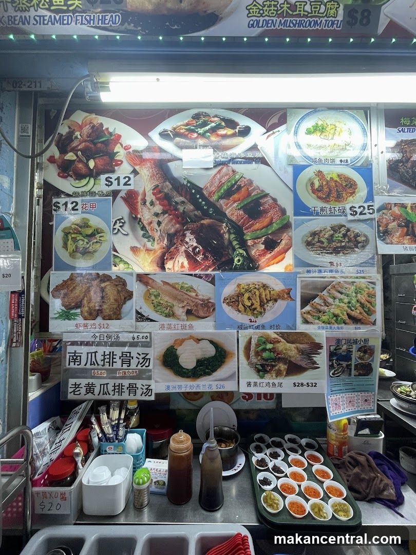 Food stall interior with menu board