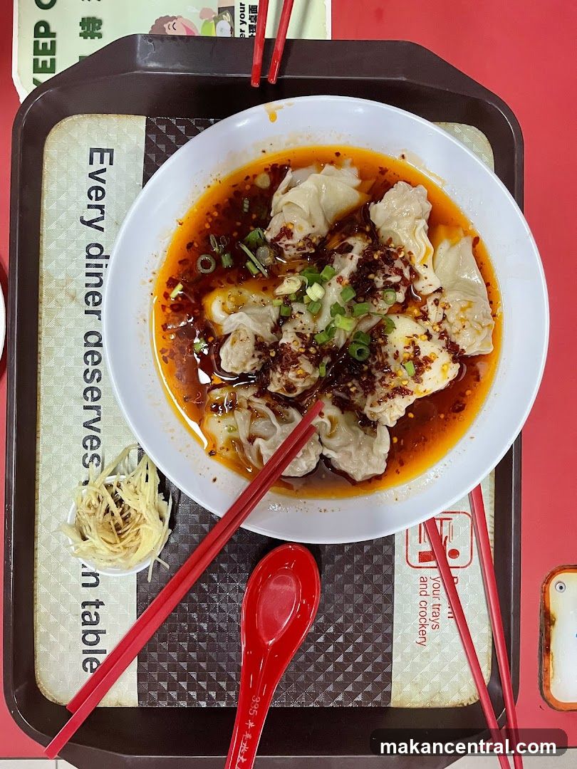 Diner meal with wonton soup