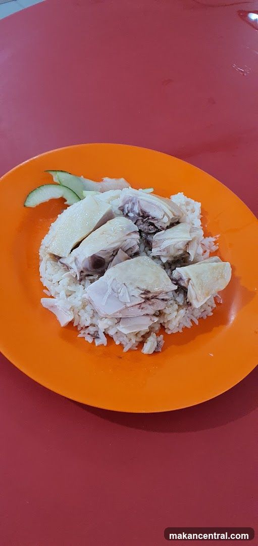 Chicken Rice on Orange Plate